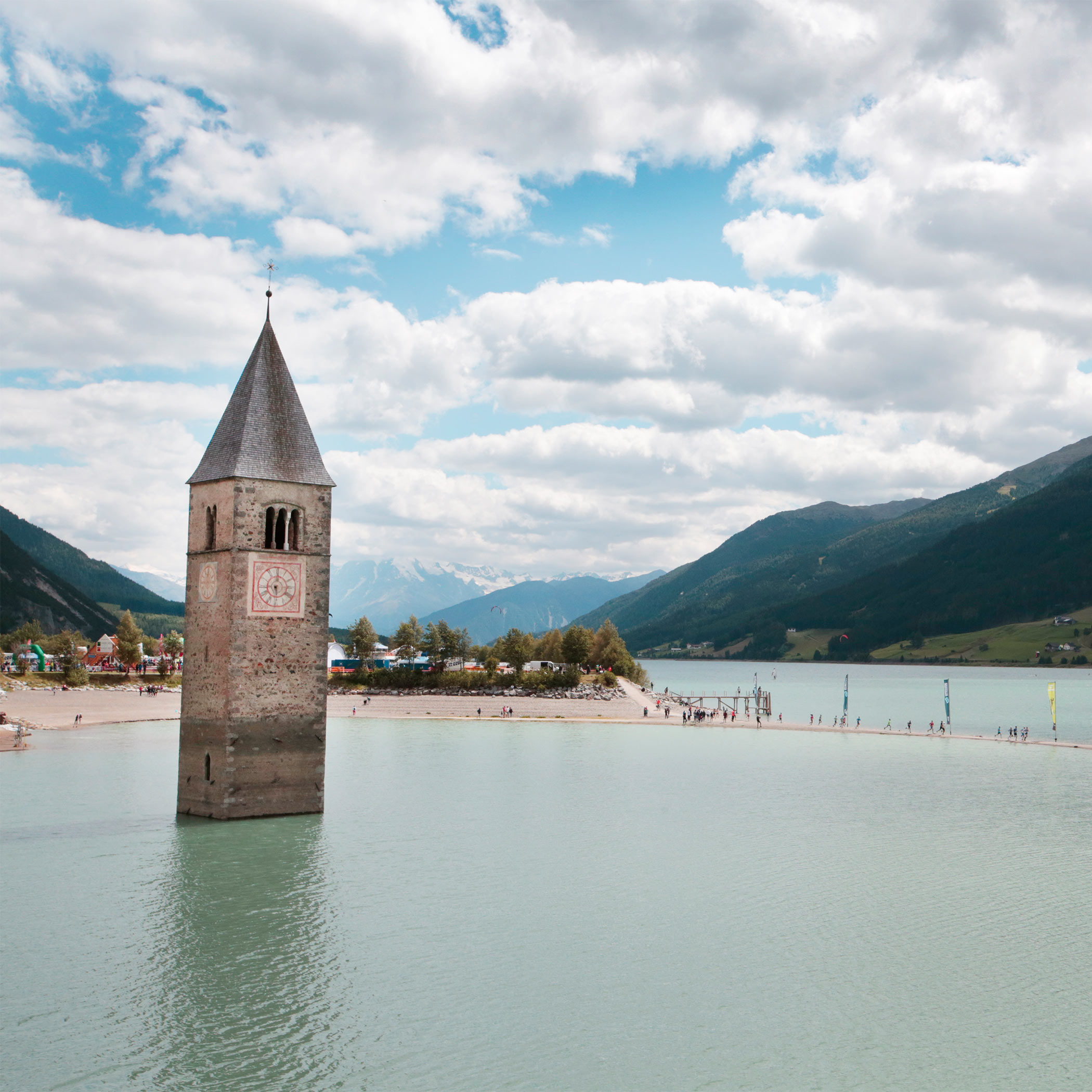 Church tower in the lake